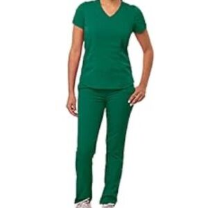 Adar Women's Green V-Neck Scrub Set
